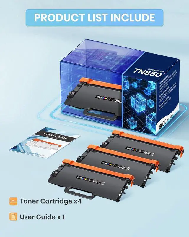 Alt view image 4 of 7 - E-Z Ink TN850 Toner Cartridge Compatible for Brother TN 820 TN-850,4 Black
