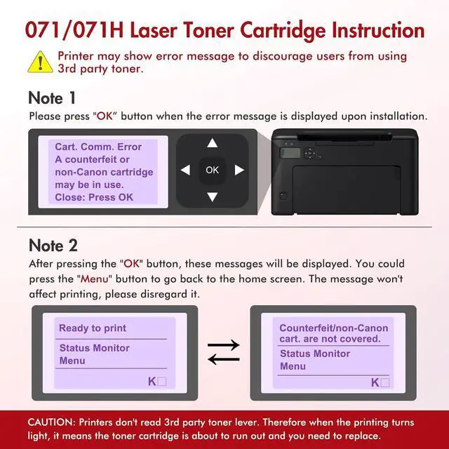 Alt view image 6 of 6 - 071 Black Toner Cartridge for Canon Cartridge 071 071H MF270 MF273dw 2 Pack