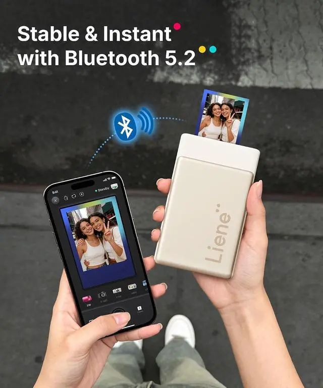 Alt view image 6 of 7 - Liene Pearl N200 Pro Portable AI Photo Printer, Gold, 150 Sheets 2x3 Adhesive Paper & 15 Cartridges Bundle