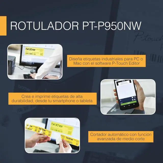 Alt view image 4 of 7 - Brother Mobile PTP950NW PT-P950NW Powered Wireless Network Laminated Label Printer