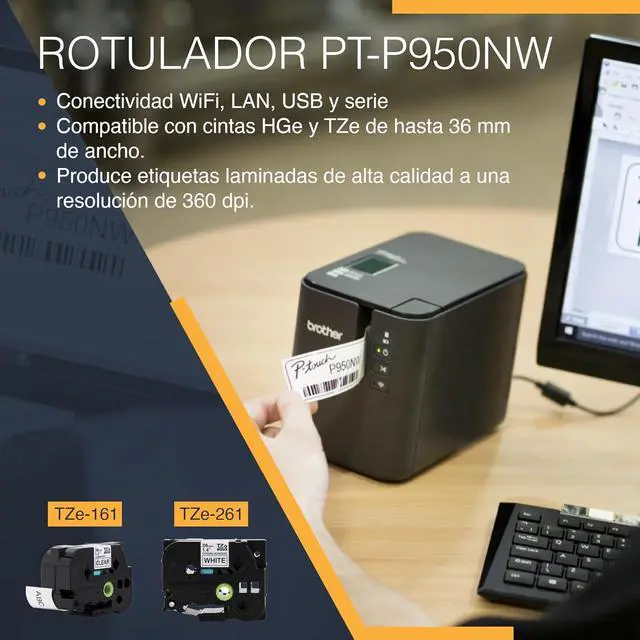 Alt view image 3 of 7 - Brother Mobile PTP950NW PT-P950NW Powered Wireless Network Laminated Label Printer