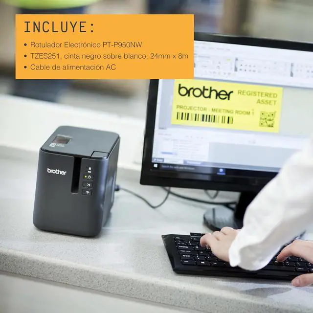 Alt view image 6 of 7 - Brother Mobile PTP950NW PT-P950NW Powered Wireless Network Laminated Label Printer