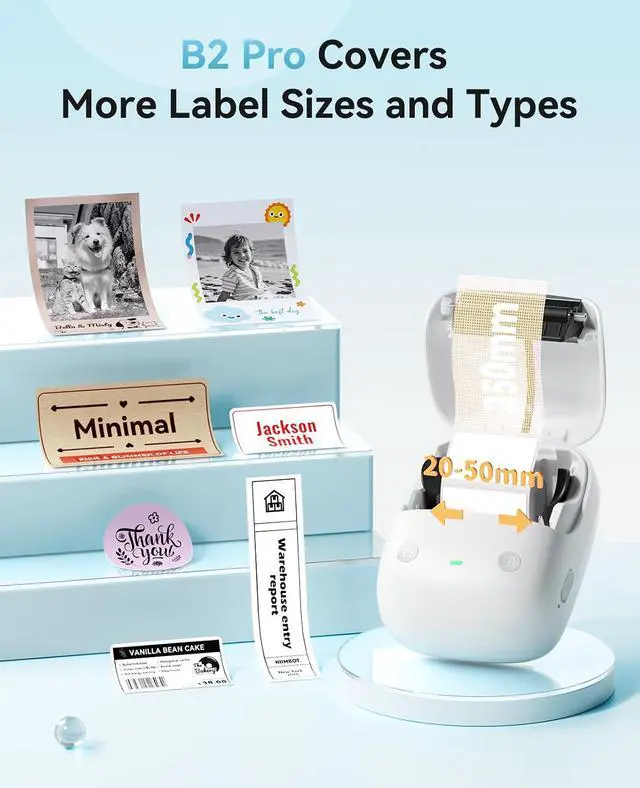 Alt view image 4 of 7 - NIIMBOT B2 PRO Label Maker, 300DPI HD Thermal Photo Label Printer, Silver