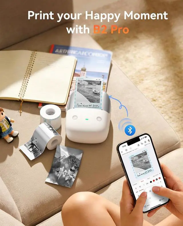 Alt view image 5 of 7 - NIIMBOT B2 PRO Label Maker, 300DPI HD Thermal Photo Label Printer, Silver