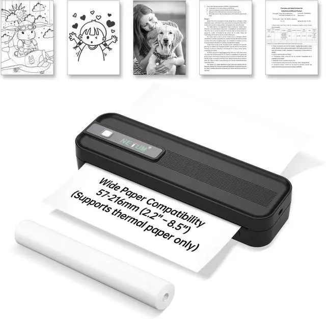 Main image of NETUM P801X Portable Printer Wireless for Travel, Inkless Thermal Printer for iOS,Andorid and PC, Supports Thermal Paper&Labels, 8.5"x11" US Letter & A4, for Home Office, Travel, Mobile Printing,Black