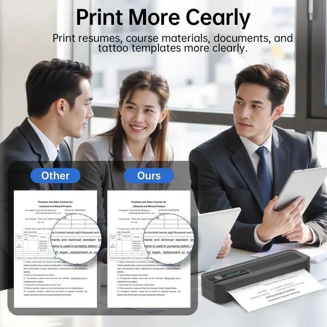 Alt view image 7 of 7 - NETUM P801X Portable Printer Wireless for Travel, Inkless Thermal Printer for iOS,Andorid and PC, Supports Thermal Paper&Labels, 8.5"x11" US Letter & A4, for Home Office, Travel, Mobile Printing,Black