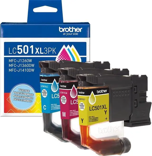 Alt view image 2 of 7 - Brother Genuine LC501XL 3-Pack Color High Yield Ink Cartridges (Cyan, Magenta, Yellow) Bundle with Deco Essentials Printer eBook for MFC-J1260DW MFC-J1360DW MFC-J1410DW