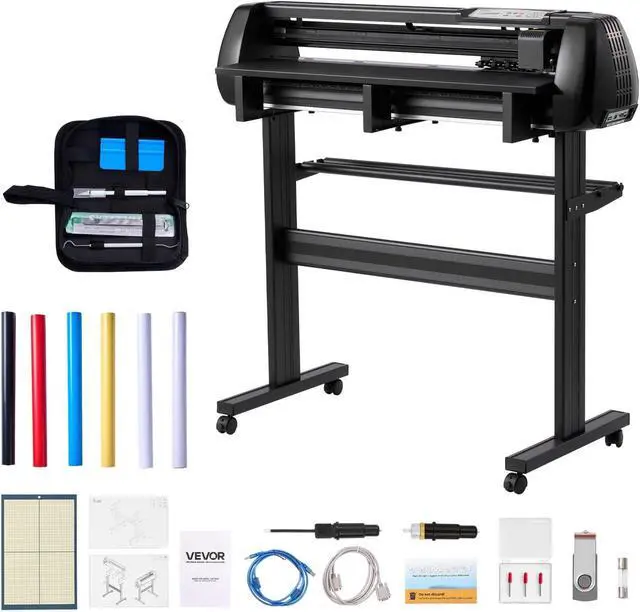 Main image of VEVOR Vinyl Cutter Machine, 34 inch Max Feed Width, Dual Blades, Adjustable Force and Speed, LED Display, Vinyl Plotter Cutter Printer Bundle with Sticker Sheets, Transfer Film, Signmaster Software