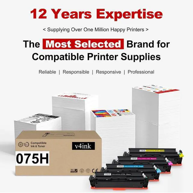 Alt view image 6 of 7 - 075H 075 Toner Cartridge Set 4 Pack High Capacity Replacement for Canon 075