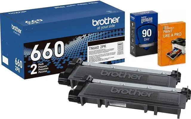 Main image of Brother Genuine TN660 2PK Black High Yield Toner Cartridge, Up to 2,600 Page Yield Each, Bundle with Deco Essentials Printer eBook for HL-L2300D, MFC-L2700DW, HL-L2340DW, MFC-L2740DW, DCP-L2540DW