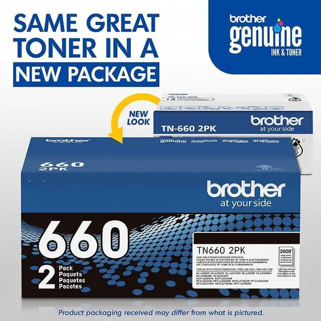 Alt view image 6 of 7 - Brother Genuine TN660 2PK Black High Yield Toner Cartridge, Up to 2,600 Page Yield Each, Bundle with Deco Essentials Printer eBook for HL-L2300D, MFC-L2700DW, HL-L2340DW, MFC-L2740DW, DCP-L2540DW