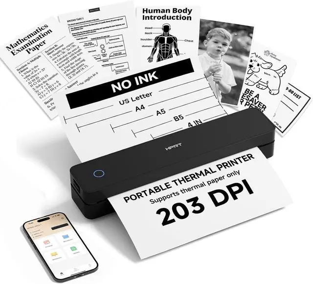 Main image of HPRT Inkless Portable Thermal Printer Wireless for Travel,MT610,203 DPI