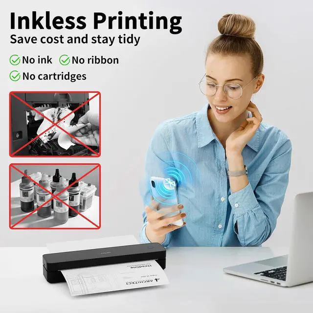 Alt view image 3 of 7 - HPRT Inkless Portable Thermal Printer Wireless for Travel,MT610,203 DPI