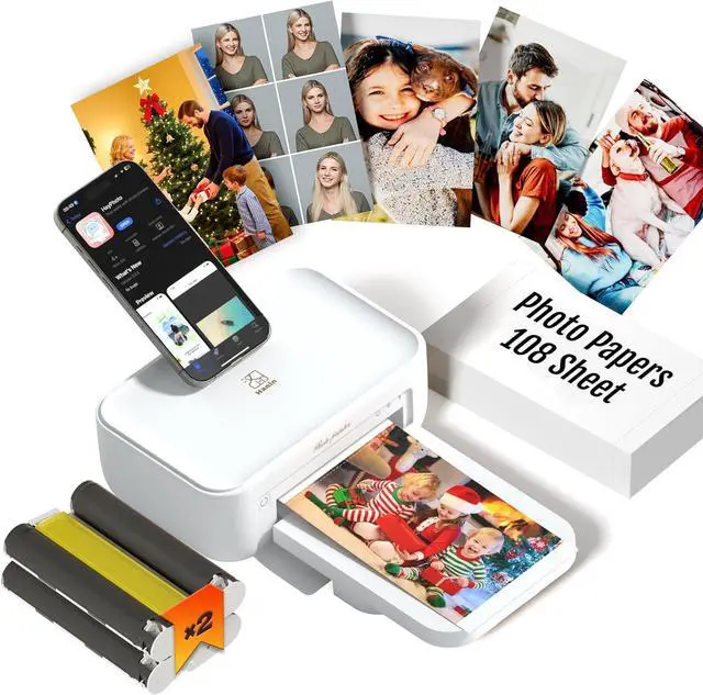 Main image of iDPRT 4x6 Photo Printer, CP4100 Photo Printer for iPhone & Android with 108 Sheets & 2 Cartridges, Wi-Fi Wireless Portable Picture Printer, Instant Print Photos, Dye Sublimation, White