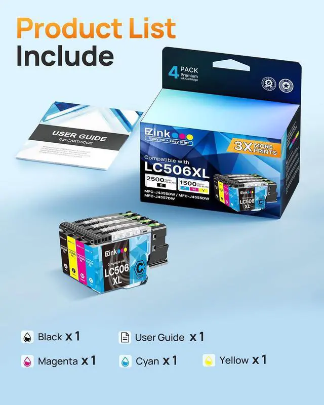 Alt view image 5 of 6 - E-Z Ink LC506XL Compatible for Brother LC506 LC506XL LC506XXL Ink Cartridge