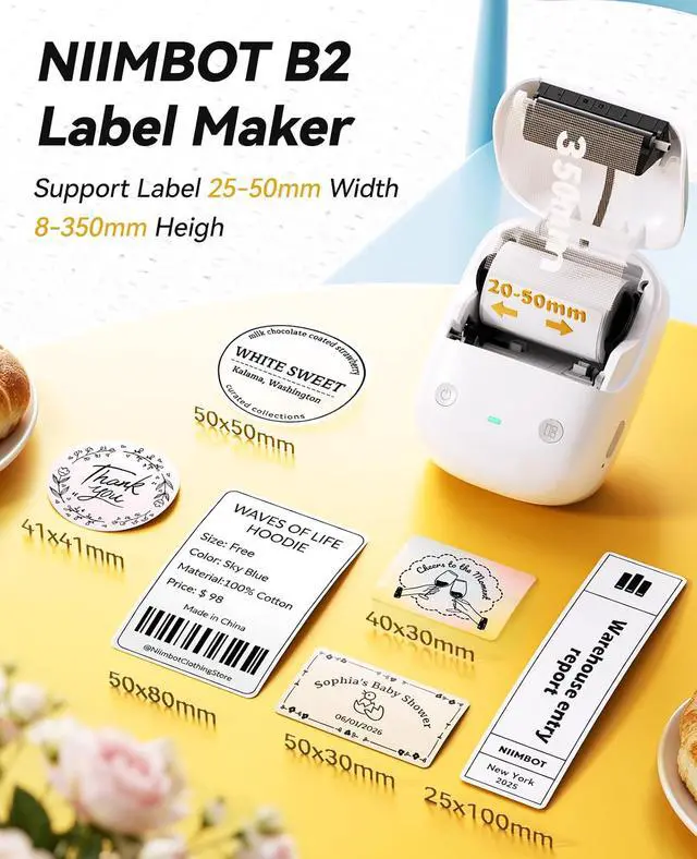 Alt view image 4 of 7 - NIIMBOT B2 Label Maker Machine with Custom Button, Built in Clock,Silver