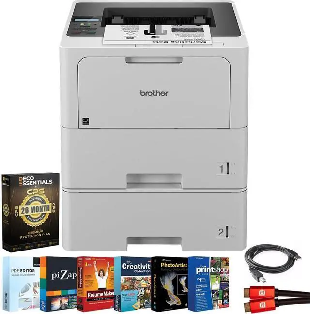 Main image of Brother HL-L6210DWT Wireless Monochrome Laser Printer, Auto Duplex, Dual Paper Trays, High-Speed Office Printer, Large Paper Capacity, 26-Month Warranty, USB Cable & Software Bundle