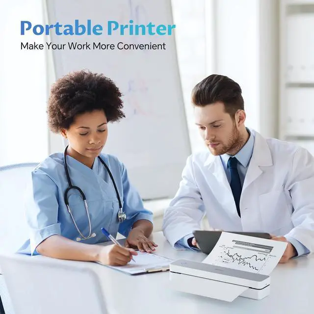 Alt view image 5 of 7 - iDPRT Portable-Printer Wireless for Travel,300DPI Inkless Thermal Small Printers for Home Use,Office,Vehicles,Mobile Bluetooth Printer Supports 8.5" x 11" US Letter,for Smartphone & PC,White Gray