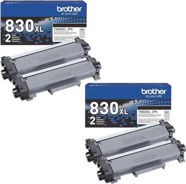 Main image of Brother Genuine TN830XL 2PK (x2) High Yield Black Toner Cartridges, Up to 3,000 Pages Each (12,000 Total), for HL-L2460DW, MFC-L2760DW, MFC-L2820DW, HL-L2405W