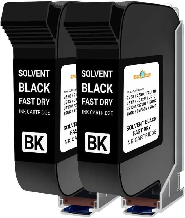 Alt view image 2 of 3 - Remanufactured Solvent Black Fast Dry Ink Cartridge Compatible with HP 2588 2580 FOL13B JS12 JS10 2790T 1704K 150K B3F58B 2590 12.7mm for Eco Industrial Commercial and Handheld Printer 2-Pack