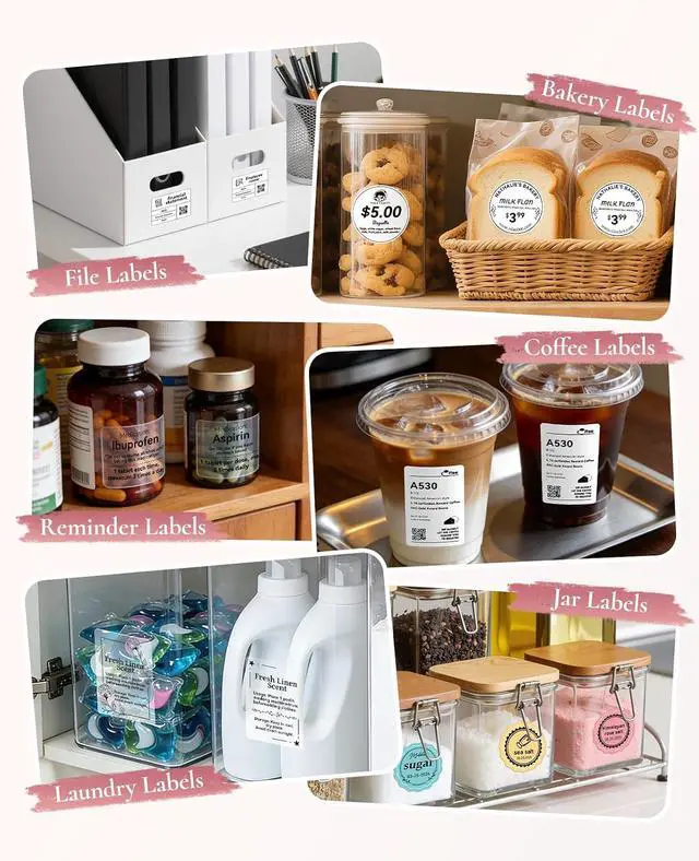 Alt view image 3 of 7 - NIIMBOT B2 Label Maker(Pink) Machine with 4 Rolls Label Tape for Home Kitchen Office Coffee Shop Bakery Organization