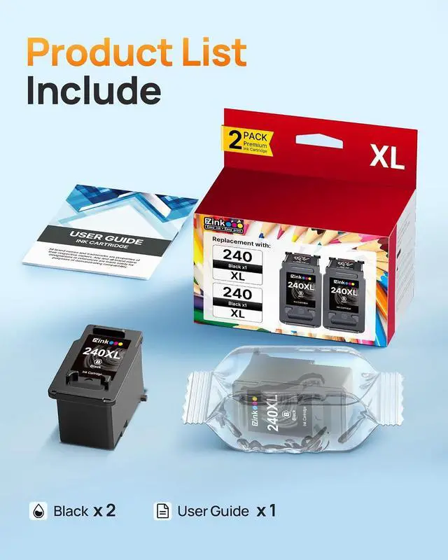 Alt view image 4 of 7 - 240XL Ink Cartridge Replacement for Canon 240XL PG-240XL PG240, 2 Black