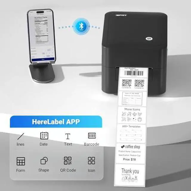 Alt view image 5 of 5 - iDPRT SP320 Desktop Label Maker with 1 Roll of 800 pcs Thermal Label (1.57×1.18), Bluetooth Thermal Shipping Label Printer for Parcel Shipping, Small Businesses, Offices, and Home, Sticker Printer