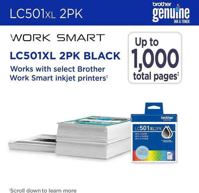 Alt view image 3 of 7 - Brother Genuine LC501XL2PK (2 Black) LC501XL3PK (Cyan, Magenta, Yellow) High Yield Ink Cartridge Bundle with Deco Essentials Printer eBook for MFC-J1260DW, MFC-J1360DW, MFC-J1410DW