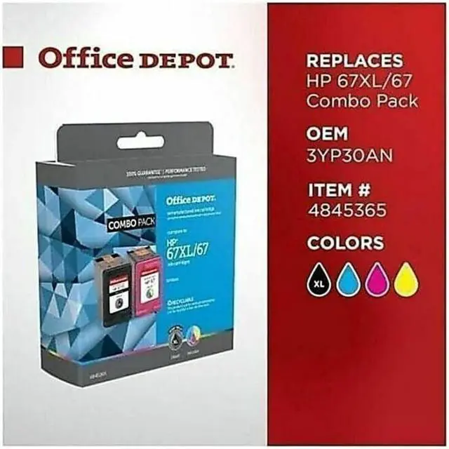 Alt view image 4 of 4 - Office Depot® Remanufactured Black/Standard High-Yield Tri-Color Ink Cartridge Replacement for HP 67XL/67, OD67XL67CP