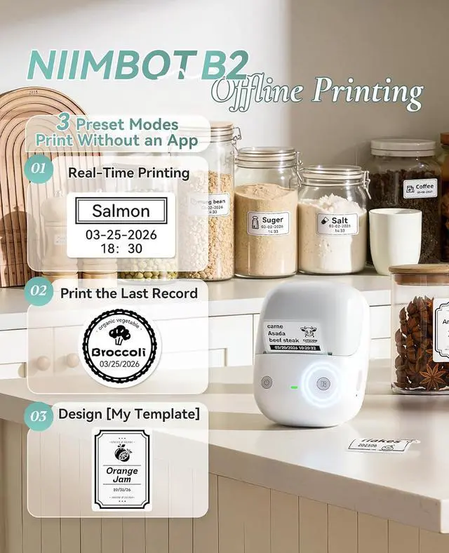 Alt view image 2 of 7 - NIIMBOT B2 Label Maker Machine with Tape for Home Office, Gray White