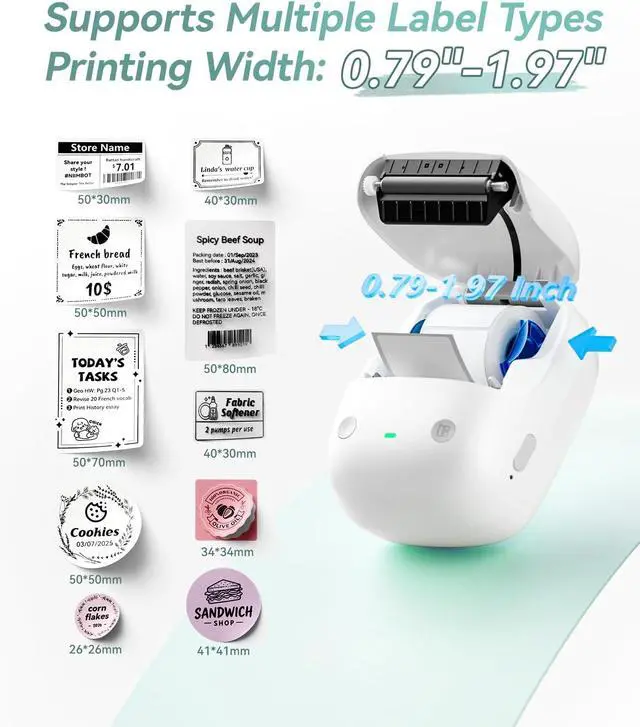 Alt view image 7 of 7 - NIIMBOT B2 Label Maker Machine with Tape for Home Office, Gray White