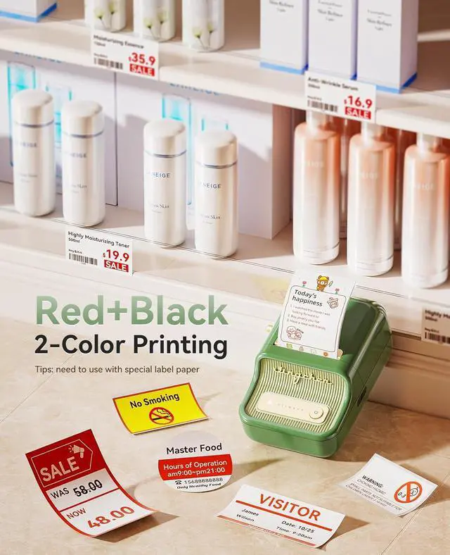 Alt view image 3 of 7 - NIIMBOT Label Maker, B21 Pro 300DPI HD Sticker Printer for Photos, Green