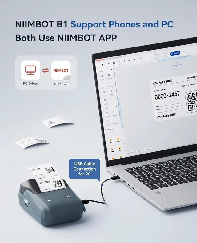 Alt view image 2 of 7 - NIIMBOT B1 Label Maker Machine with 3 Roll Tapes, 2Inch Portable Printer