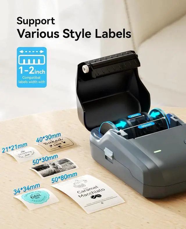 Alt view image 3 of 7 - NIIMBOT B1 Label Maker Machine with 3 Roll Tapes, 2Inch Portable Printer