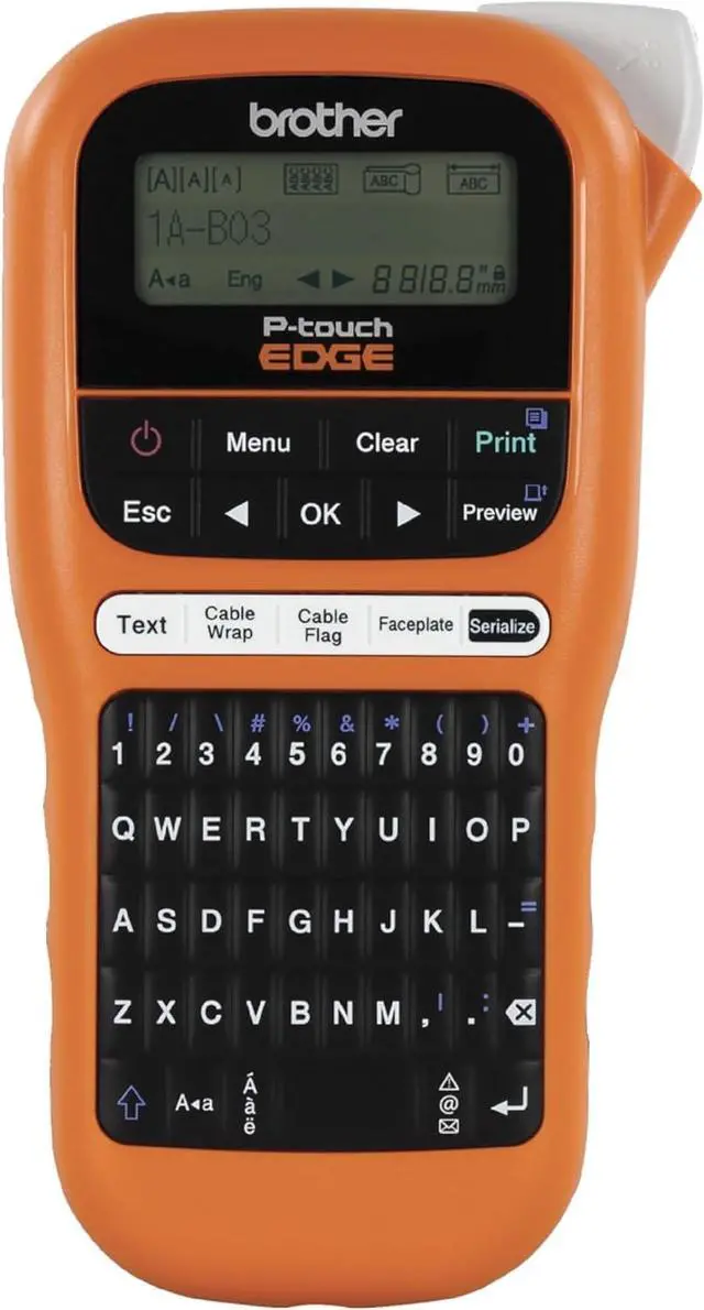 Main image of Brother PTE110 Entry Level Industrial Handheld Labeling Tool Kit - Up to 12mm Labels, Orange