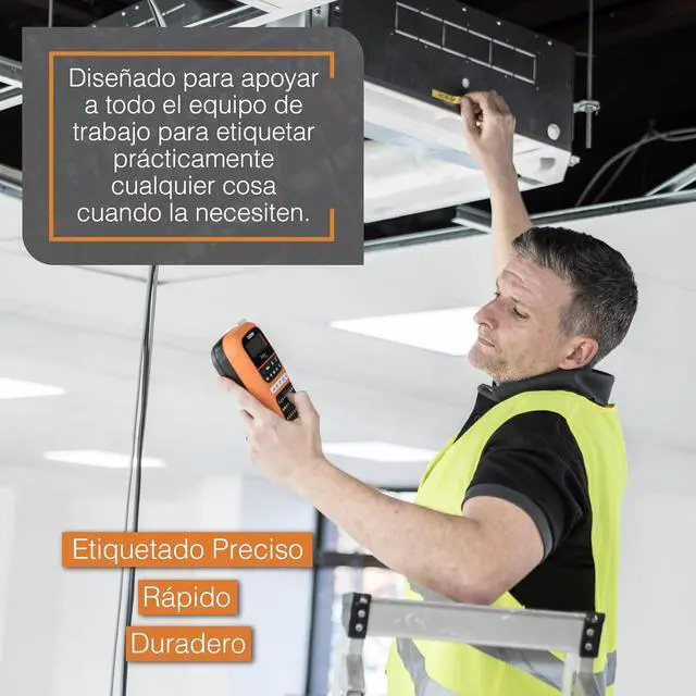 Alt view image 2 of 7 - Brother PTE110 Entry Level Industrial Handheld Labeling Tool Kit - Up to 12mm Labels, Orange