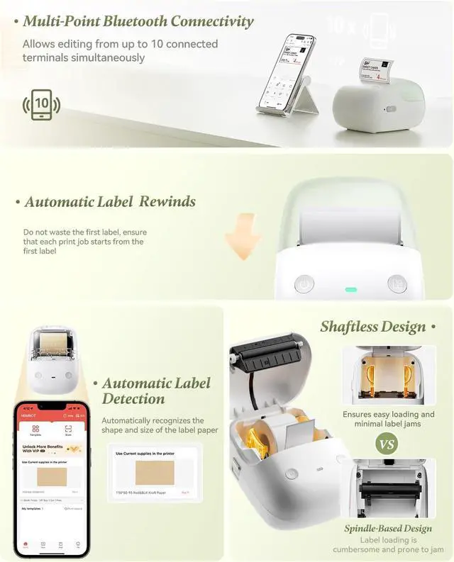 Alt view image 7 of 7 - NIIMBOT B2 Label Maker, 2 Inch Portable Thermal Label Printer, Green