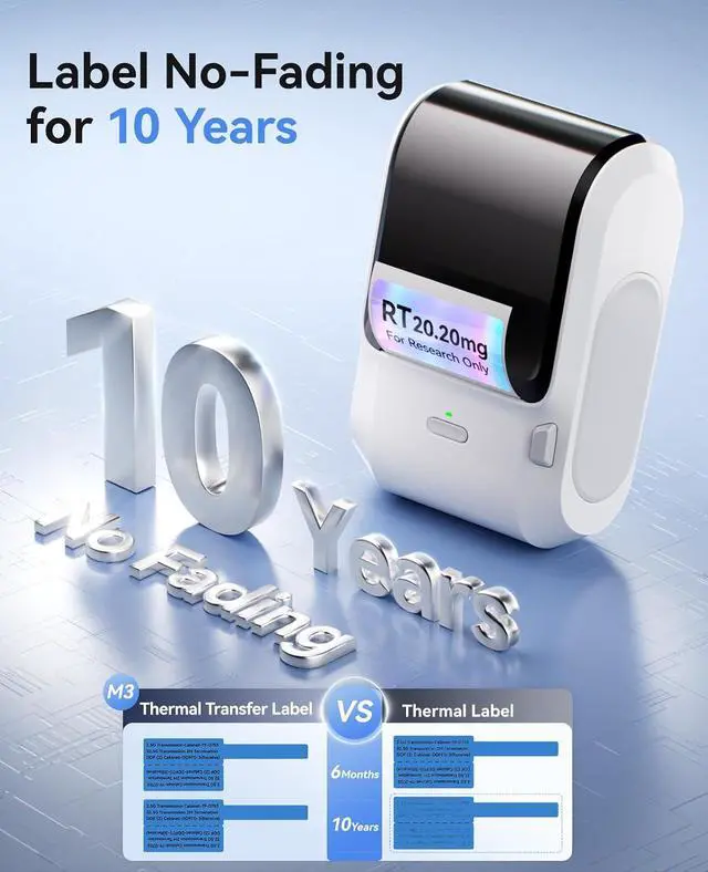 Alt view image 3 of 7 - NIIMBOT M3 3 Inch Thermal Transfer Label Maker, Label No Fading 8-10 Years