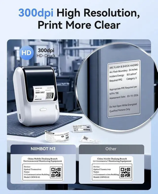 Alt view image 4 of 7 - NIIMBOT M3 3 Inch Thermal Transfer Label Maker, Label No Fading 8-10 Years