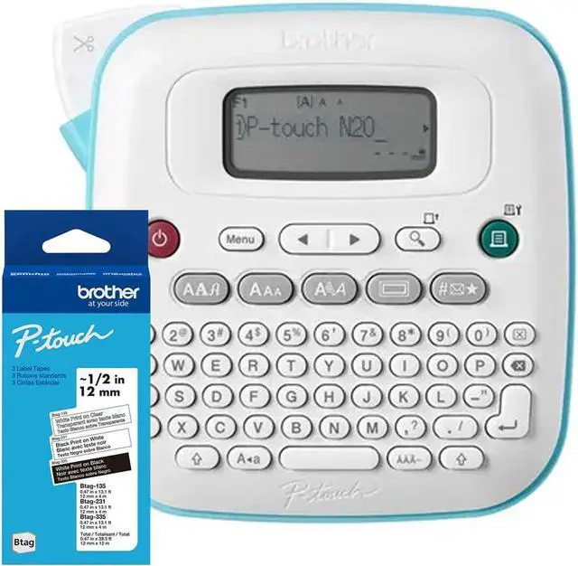 Main image of Brother PT-N20 Label Maker Bundle with BTAG3M01 0.47 in x 13.1 ft Tape (12mm x 4m) Portable Handheld Label Printer for Home & Office Organization