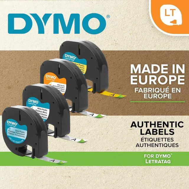 Alt view image 3 of 7 - DYMO - DYM16952 Authentic LetraTag Labeling Tape for LetraTag Label Makers, Black Print on Clear pastic Tape, 1/2'' W x 13' L, 1 roll (16952) (Pack of 5)