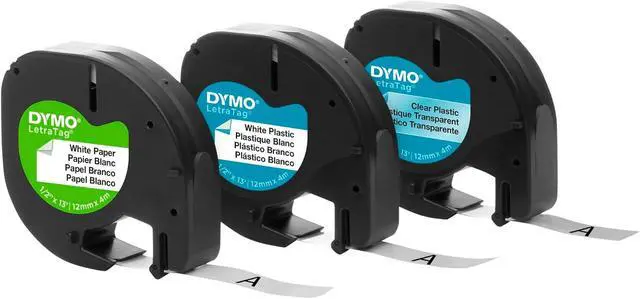 Alt view image 2 of 7 - DYMO LT Labels Variety Pack 1/2-Inch x 13-Foot Rolls Black Print 3 Rolls for LetraTag Label Makers (Pack of 12)