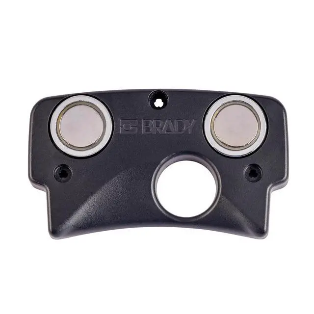 Alt view image 2 of 3 - Brady M410 Label Printer Magnetic Holder, for BMP41 and M410 Industrial Label Makers, Plastic, Attaches to Metal Surfaces for Hands-Free Use or Storage, 0.75" H x 4" W x 2.25" D