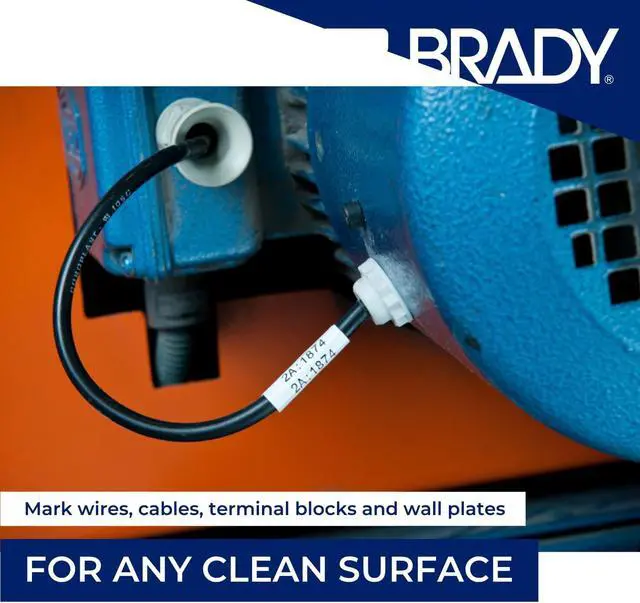 Alt view image 5 of 7 - Brady Authentic (M4-11-498) Repositionable Multi-Purpose Vinyl Cloth Labels 0.5" H x 0.75" W Black on White, 220 Labels. for use with the BMP41, BMP51, and M511 Label Printers