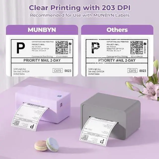 Alt view image 2 of 6 - 130B Bluetooth Thermal Label Printer+Thermal Direct Shipping Label (Pack of 500 4x6 Fan-Fold Labels)