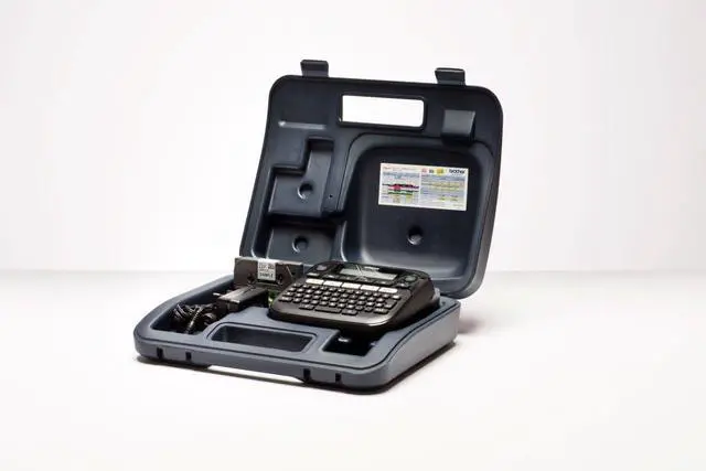 Alt view image 5 of 5 - Brother PT-D210VP Label Maker, P-Touch Label Printer, Desktop, QWERTY Keyboard, Up to 12mm Labels, Includes Carry Case/AC Adapter/12mm Black on White Tape Cassette, UK Plug