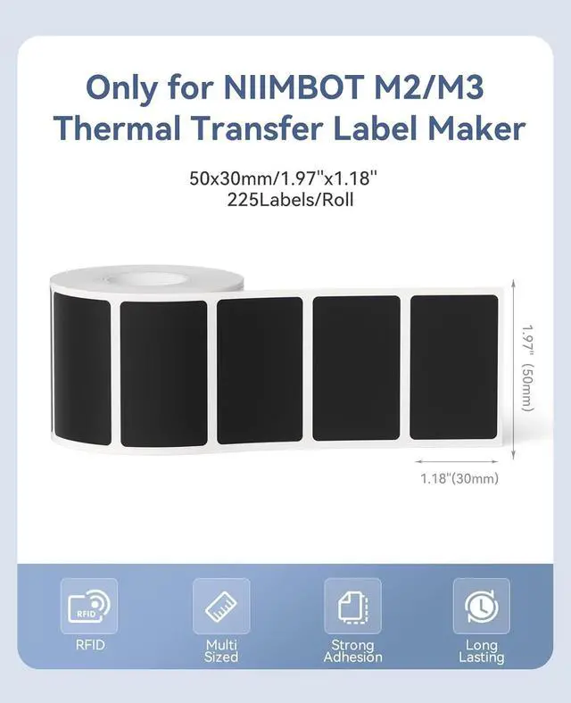 Alt view image 7 of 7 - NIIMBOT M2 2 Inch Thermal Transfer Label Maker, 300DPI Bluetooth Label Printer, Label Maker Machine for Office, Garden, Lab, Outdoor Equipment, Cable, Jewelry, 8-10 Years Duration for Label No Fade