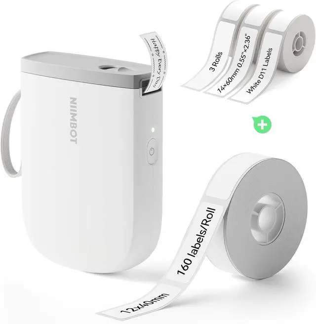 Main image of NIIMBOT D11H Label Maker Machine with 1 Roll 0.47" × 1.57" Labels and 3 Rolls 0.55" X 2.36" White Labels for School Home Office