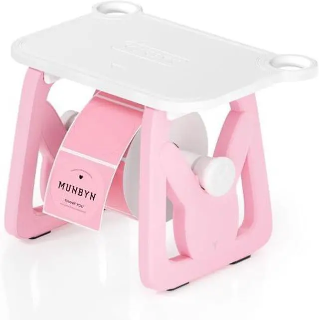 Alt view image 4 of 4 - MUNBYN 130B Bluetooth Thermal Label Printer+2.25"x1.25" Pink Thermal Labels+Label Holder for Rolls and Fanfold Labels