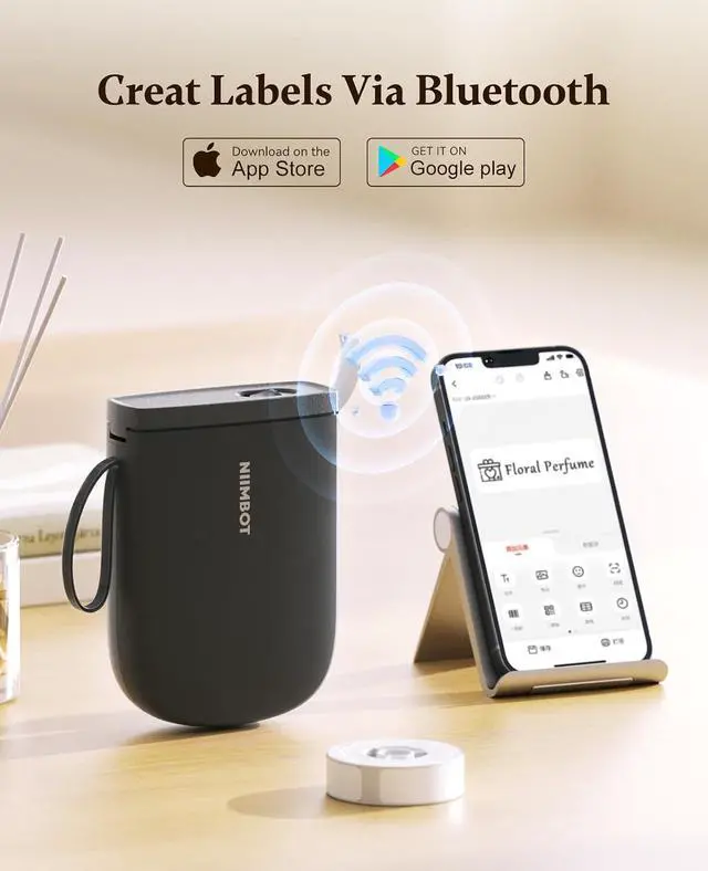 Alt view image 3 of 5 - NIIMBOT D11H Label Maker Machine with 1 Roll 0.47" × 1.57" Labels and 3 Rolls 0.55" X 2.36" White Labels for School Home Office